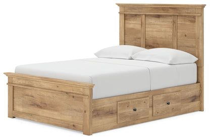 Makidern - Full Panel Storage Bed With 2 Under Bed Storage Units - Tan