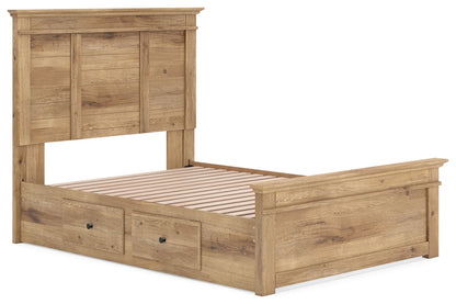 Makidern - Full Panel Storage Bed With 2 Under Bed Storage Units - Tan