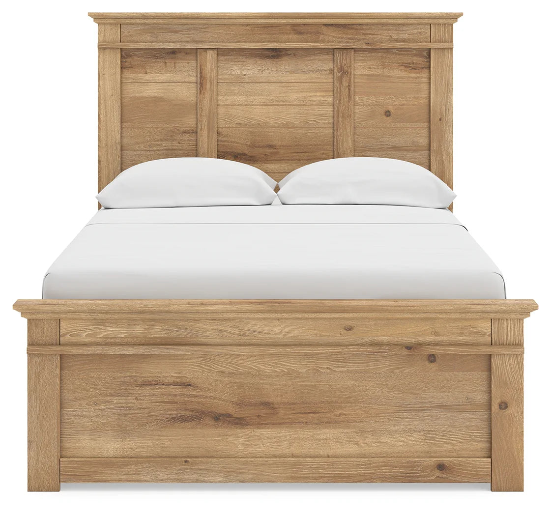 Makidern - Full Panel Storage Bed With 2 Under Bed Storage Units - Tan