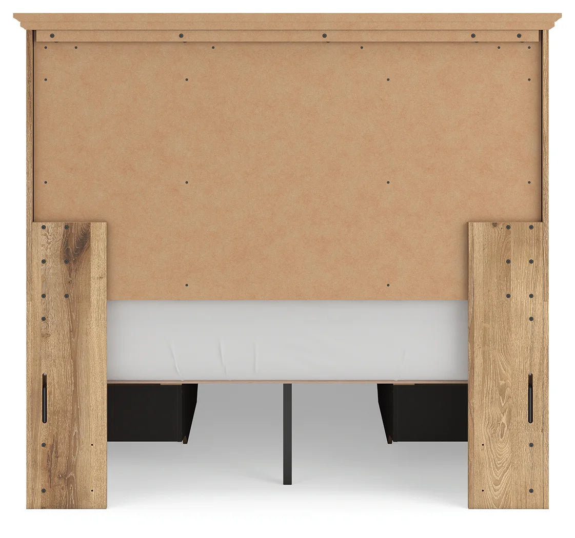 Makidern - Full Panel Storage Bed With 2 Under Bed Storage Units - Tan