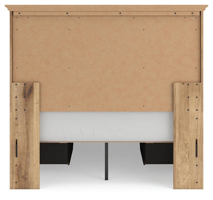 Makidern - Full Panel Storage Bed With 2 Under Bed Storage Units - Tan