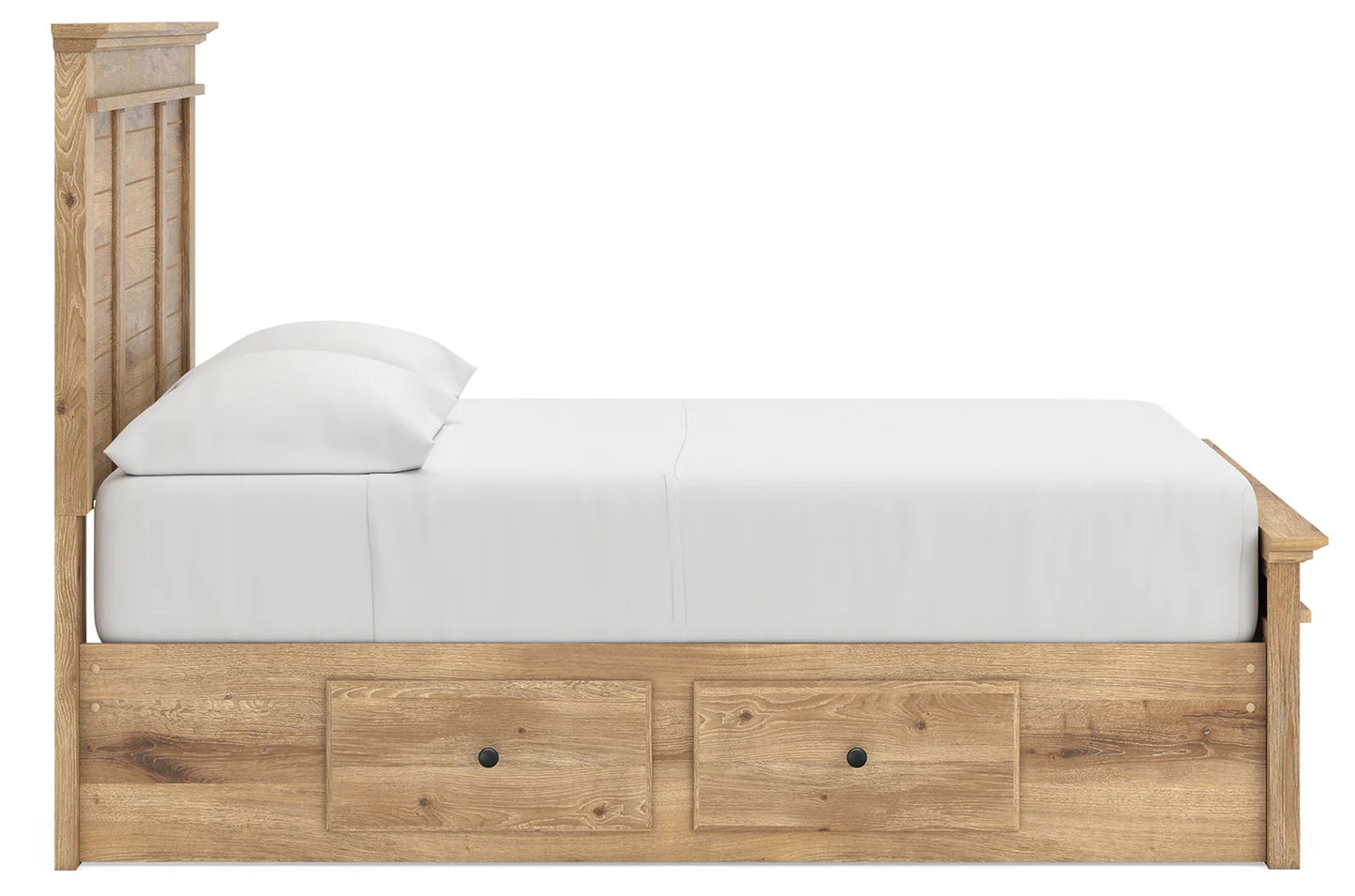 Makidern - Full Panel Storage Bed With 2 Under Bed Storage Units - Tan