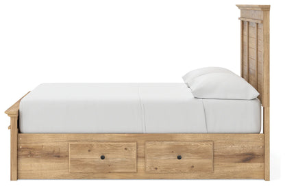 Makidern - Full Panel Storage Bed With 2 Under Bed Storage Units - Tan
