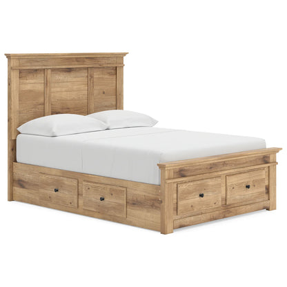 Makidern - Full Panel Storage Bed With Under Bed Storage Unit And Storage Footboard - Tan