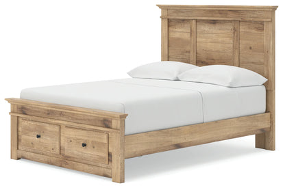 Makidern - Full Panel Storage Bed With Under Bed Storage Unit And Storage Footboard - Tan