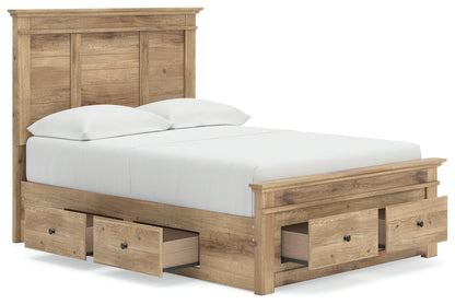 Makidern - Full Panel Storage Bed With Under Bed Storage Unit And Storage Footboard - Tan