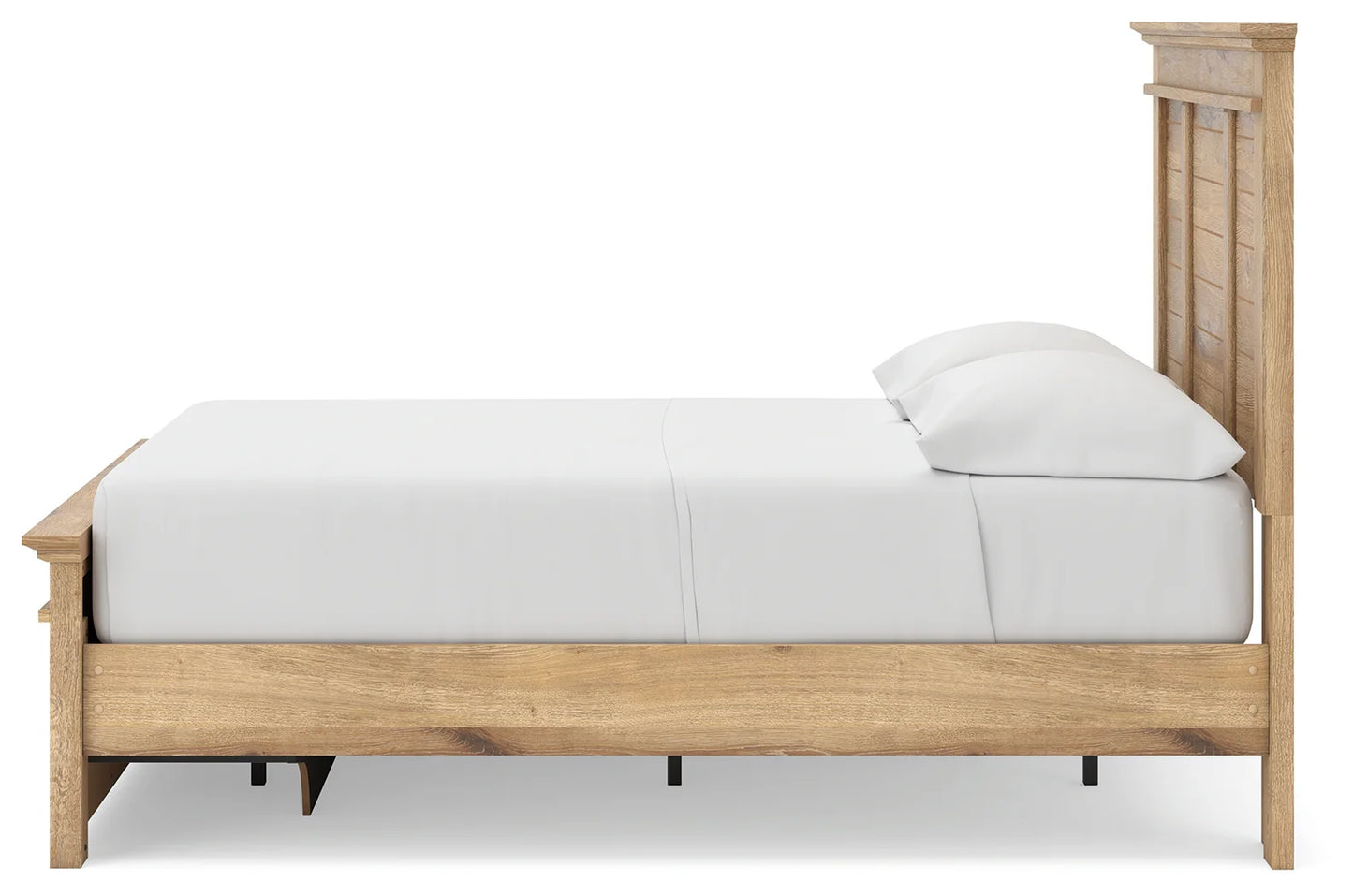 Makidern - Full Panel Storage Bed With Under Bed Storage Unit And Storage Footboard - Tan