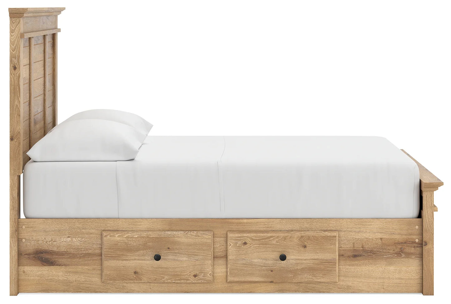Makidern - Full Panel Storage Bed With Under Bed Storage Unit And Storage Footboard - Tan