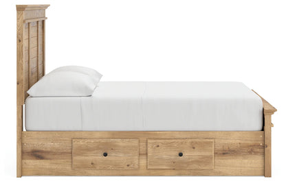 Makidern - Full Panel Storage Bed With 2 Under Bed Storage Units And Storage Footboard - Tan