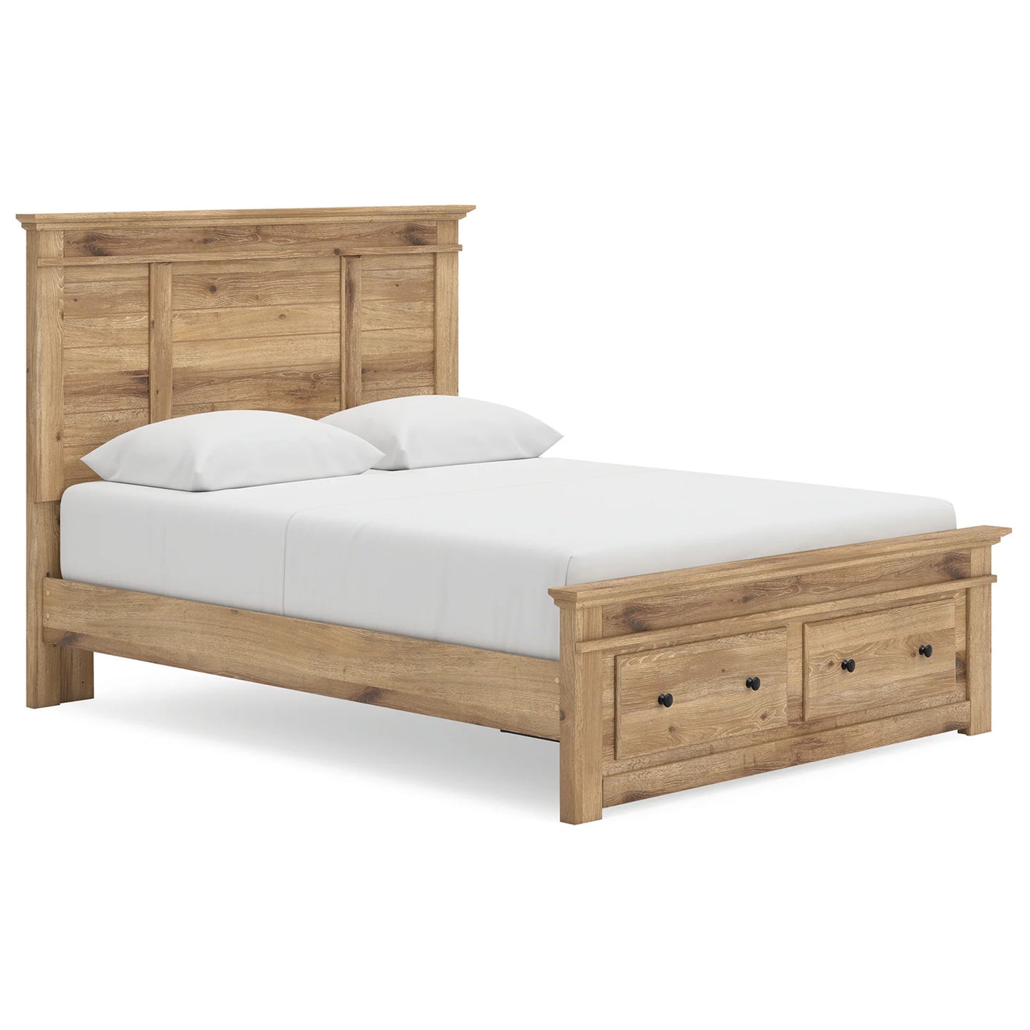 Makidern - Queen Panel Storage Bed With Storage Footboard - Tan