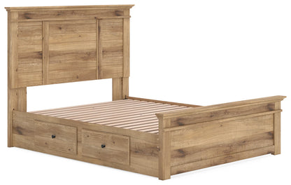 Makidern - Queen Panel Storage Bed With 2 Under Bed Storage Units - Tan