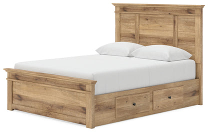 Makidern - Queen Panel Storage Bed With 2 Under Bed Storage Units - Tan