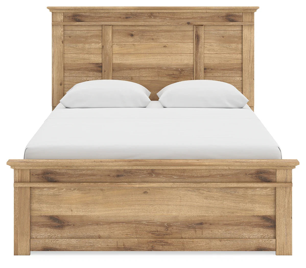 Makidern - Queen Panel Storage Bed With 2 Under Bed Storage Units - Tan