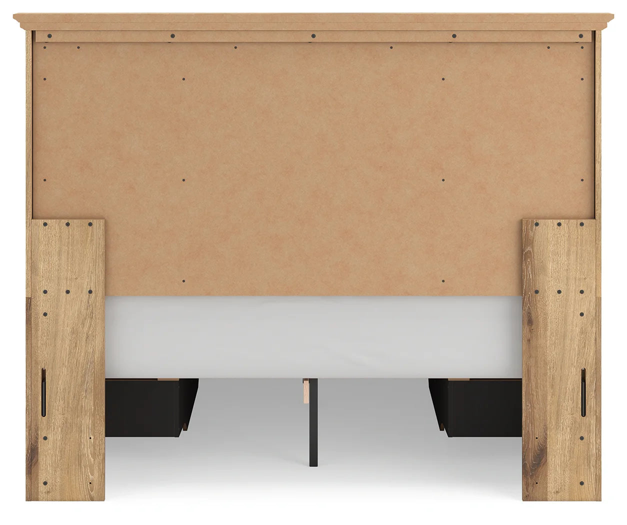 Makidern - Queen Panel Storage Bed With 2 Under Bed Storage Units - Tan