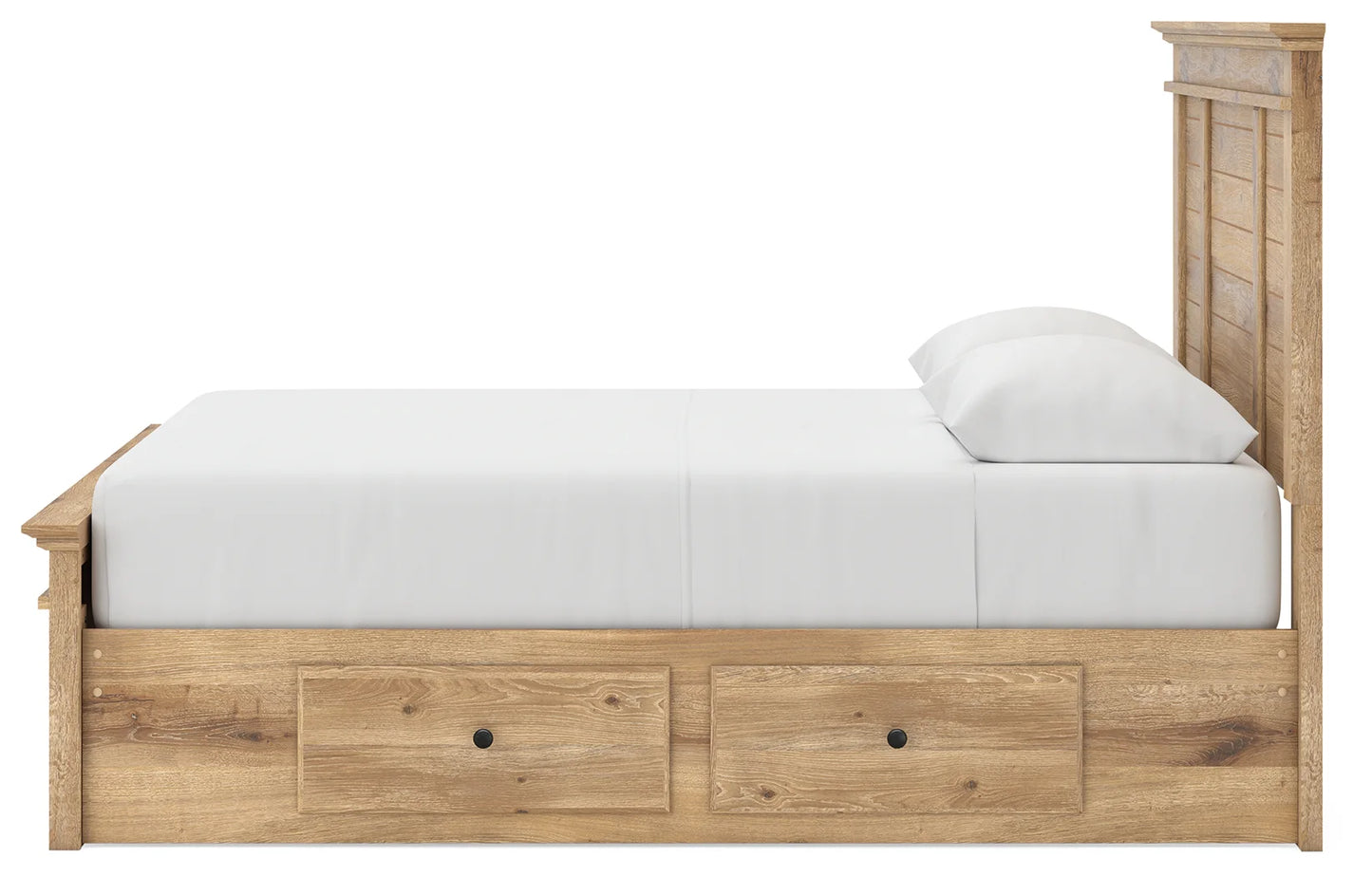 Makidern - Queen Panel Storage Bed With 2 Under Bed Storage Units - Tan