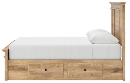Makidern - Queen Panel Storage Bed With 2 Under Bed Storage Units - Tan