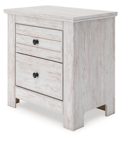 Makidern - Whitewash - Two Drawer Night Stand
