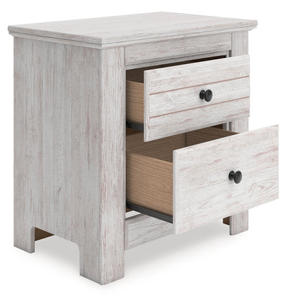Makidern - Whitewash - Two Drawer Night Stand