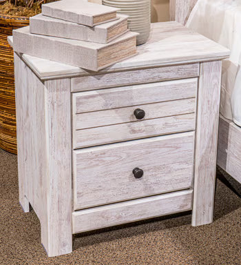 Makidern - Whitewash - Two Drawer Night Stand