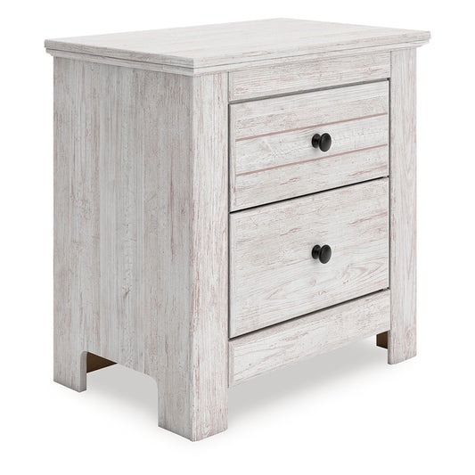 Makidern - Whitewash - Two Drawer Night Stand