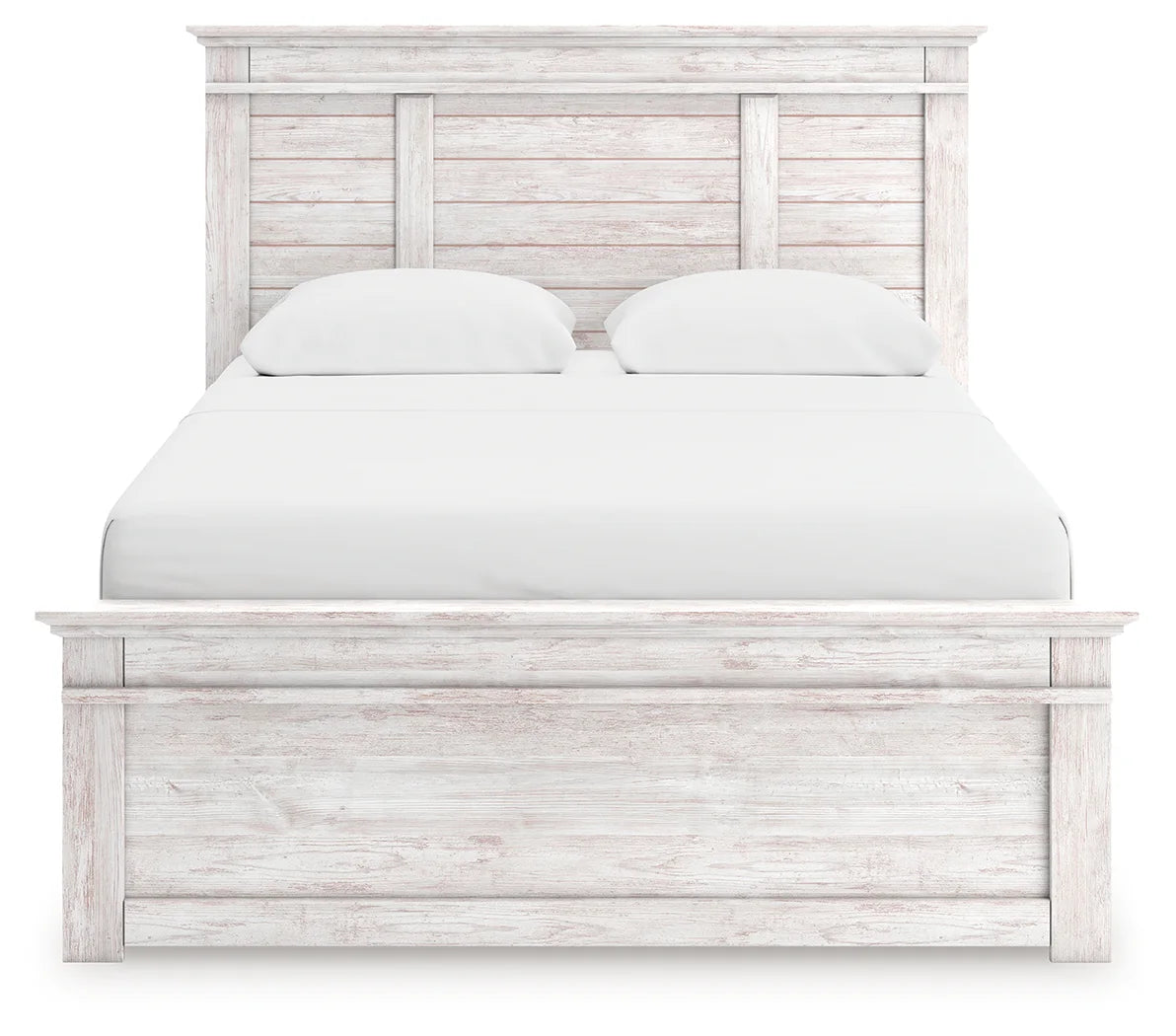Makidern - Queen Panel Storage Bed With Under Bed Storage Unit - Whitewash