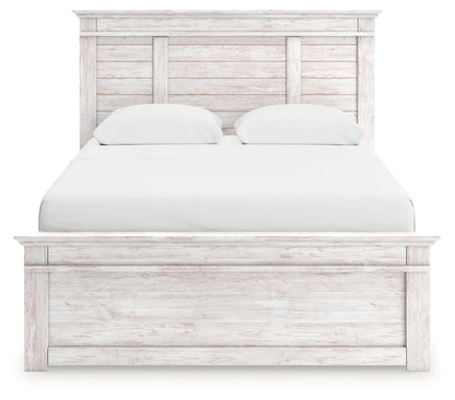 Makidern - Queen Panel Storage Bed With Under Bed Storage Unit - Whitewash
