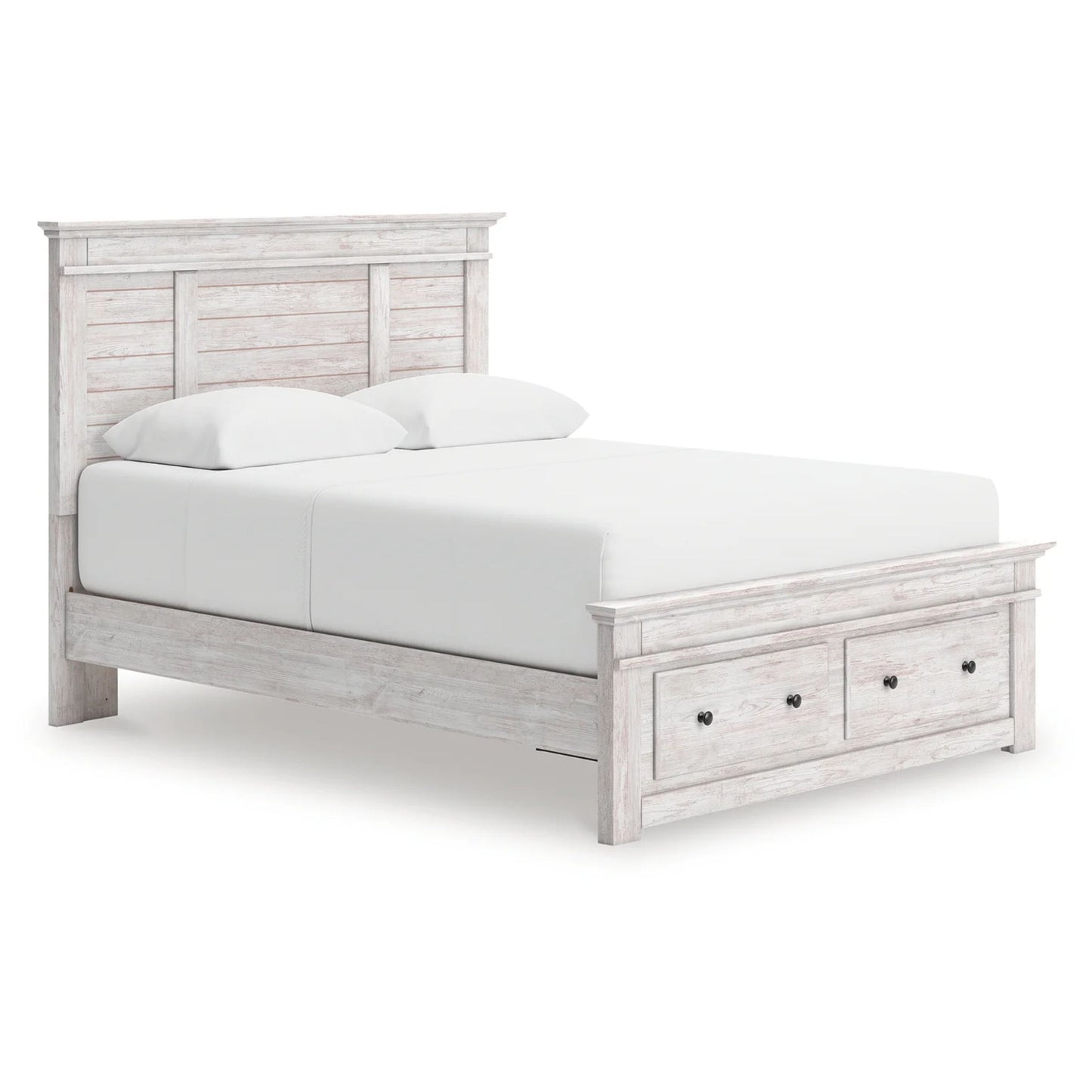 Makidern - Queen Panel Storage Bed With Storage Footboard - Whitewash