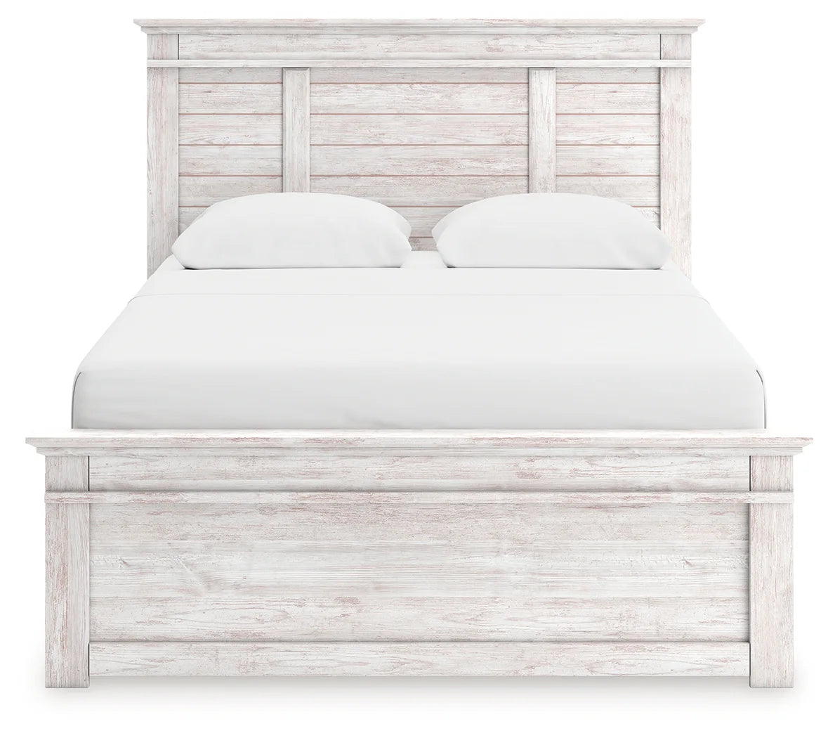 Makidern - Queen Panel Storage Bed With 2 Under Bed Storage Units - Whitewash