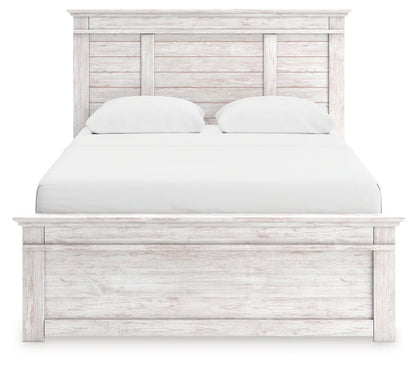 Makidern - Queen Panel Storage Bed With 2 Under Bed Storage Units - Whitewash