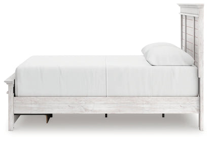 Makidern - Queen Panel Storage Bed With Under Bed Storage Unit And Storage Footboard - Whitewash