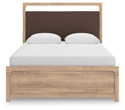 Kinlanni - Queen Upholstered Panel Bed - Tan