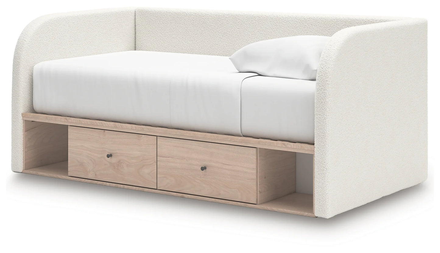 Arloster - Tan / White - Full Upholstered Day Bed With Storage