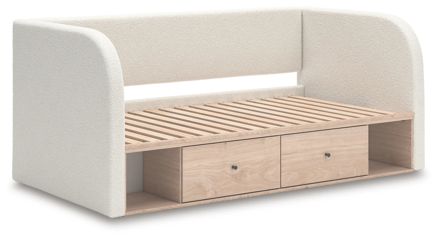 Arloster - Tan / White - Full Upholstered Day Bed With Storage