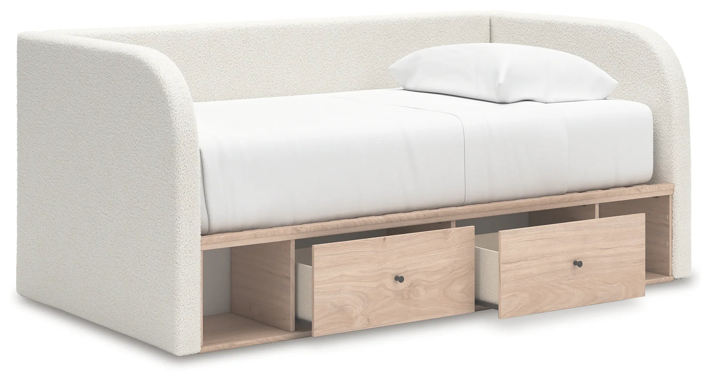 Arloster - Tan / White - Full Upholstered Day Bed With Storage