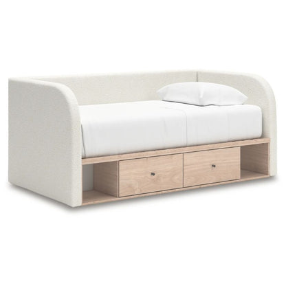 Arloster - Tan / White - Full Upholstered Day Bed With Storage