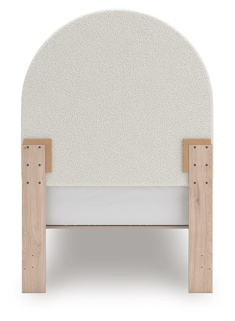 Arloster - Twin Upholstered Panel Bed - Tan / White