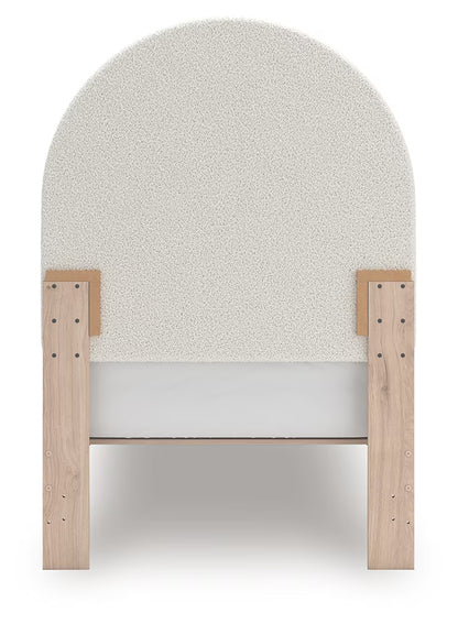 Arloster - Twin Upholstered Panel Bed - Tan / White