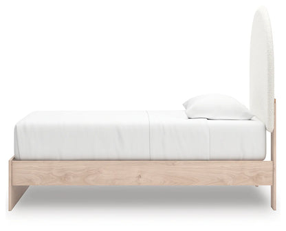 Arloster - Twin Upholstered Panel Bed - Tan / White