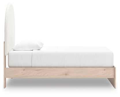 Arloster - Twin Upholstered Panel Bed - Tan / White