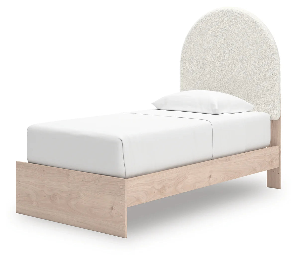 Arloster - Twin Upholstered Panel Bed With Side Storage Unit - Tan / White