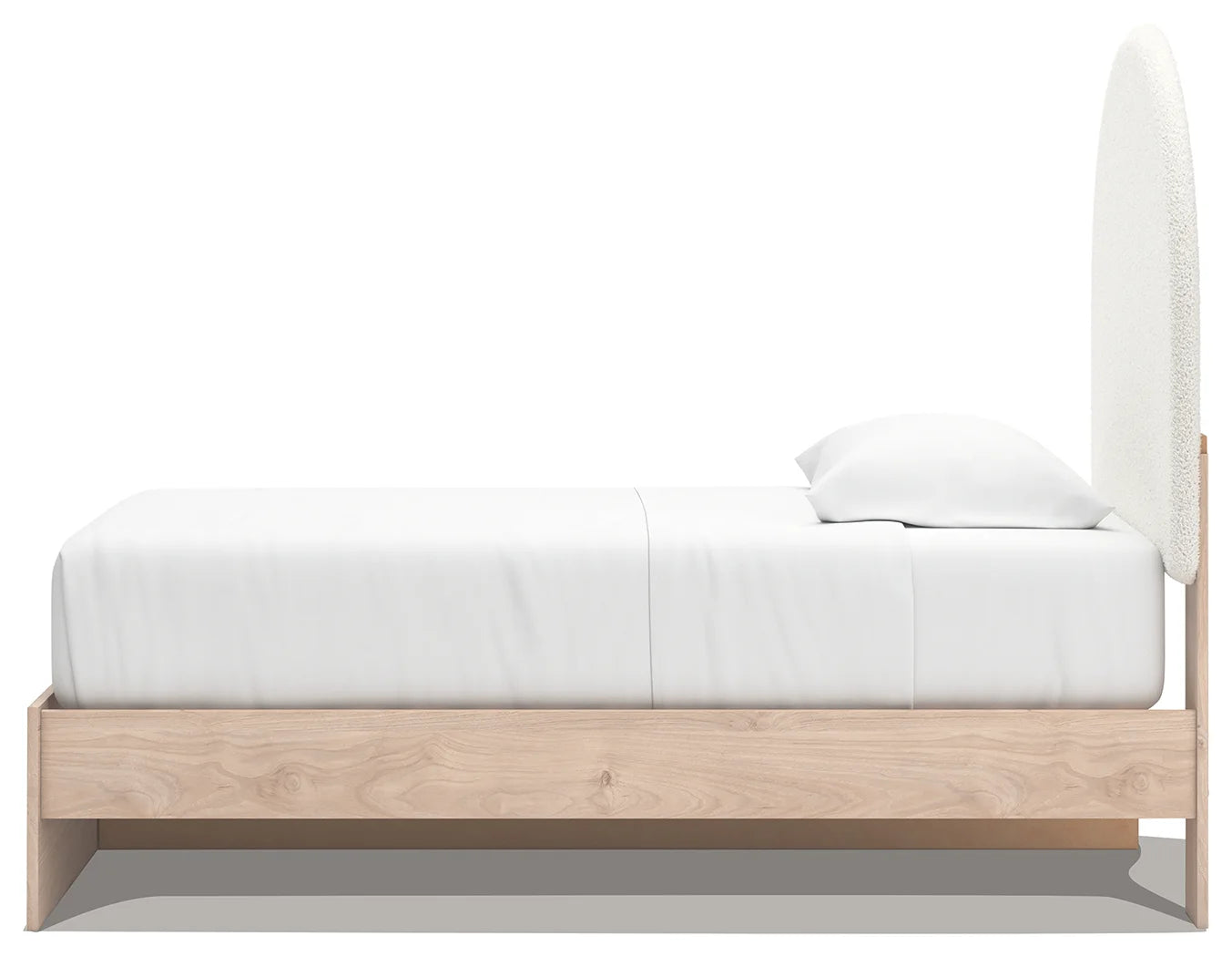 Arloster - Twin Upholstered Panel Bed With Side Storage Unit - Tan / White