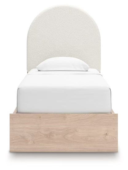 Arloster - Twin Upholstered Panel Bed With 2 Under Bed Storage Units - Tan / White