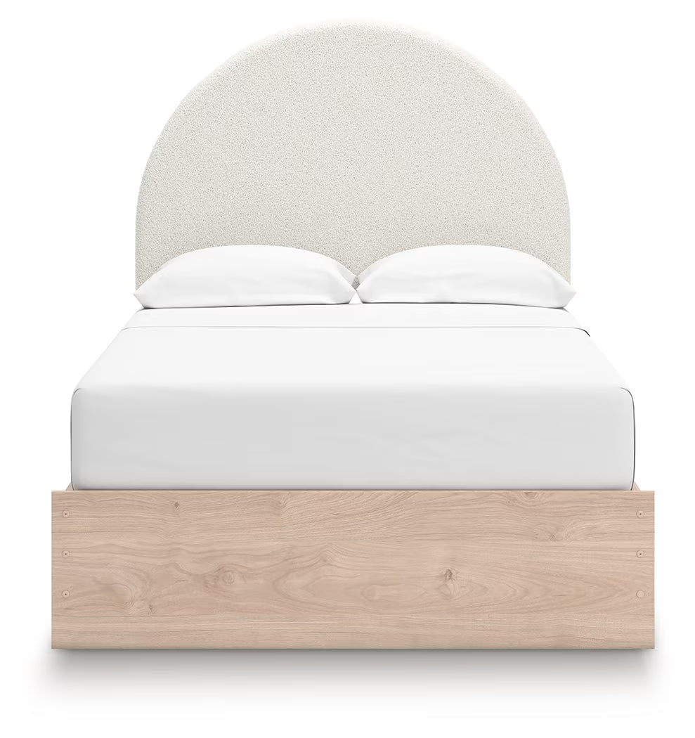 Arloster - Full Upholstered Panel Bed With 2 Under Bed Storage Units - Tan / White