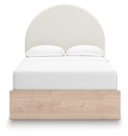 Arloster - Full Upholstered Panel Bed With 2 Under Bed Storage Units - Tan / White