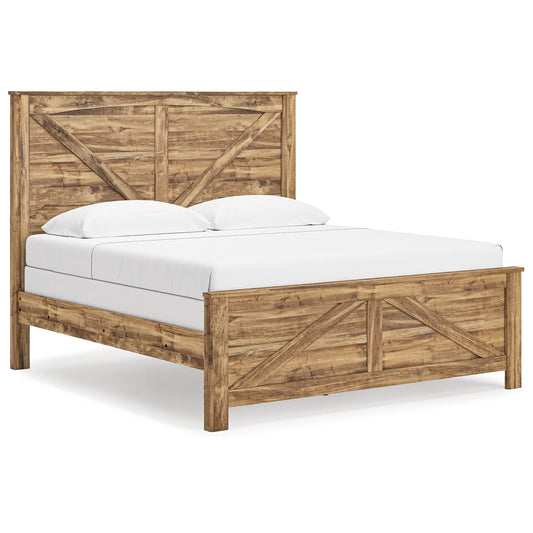 Maystonna - King Crossbuck Panel Bed - Brown