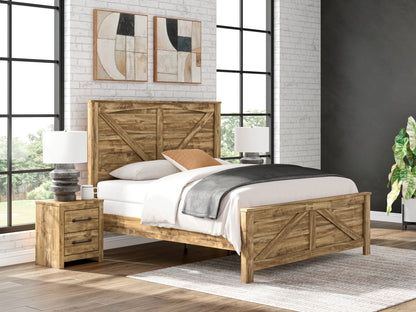 Maystonna - King Crossbuck Panel Bed - Brown