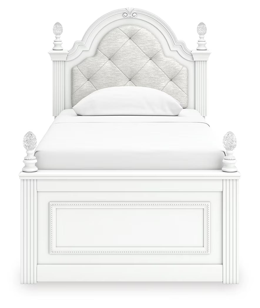 Kozlani - Twin Upholstered Panel Bed - White