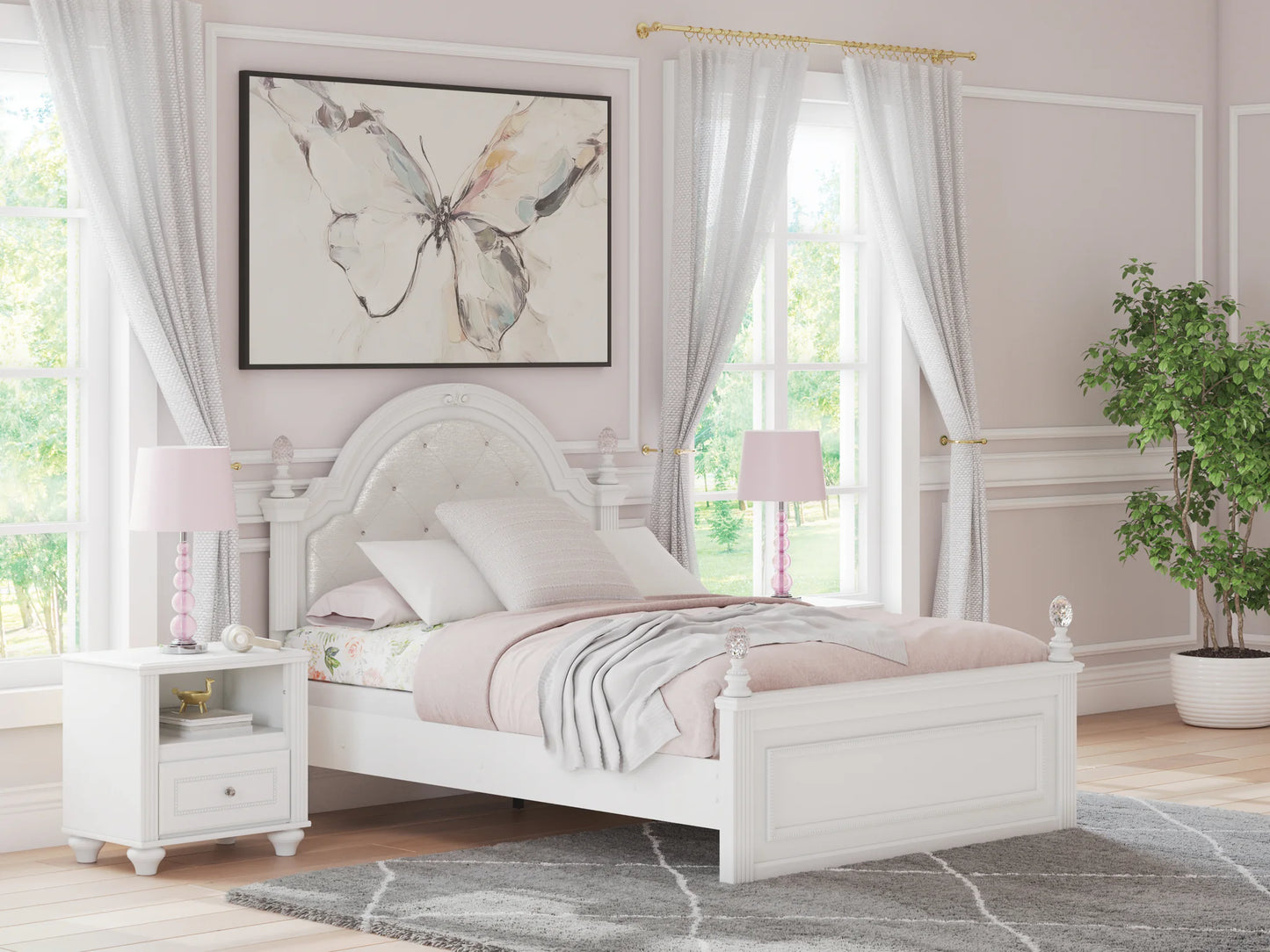 Kozlani - Full Upholstered Panel Bed - White
