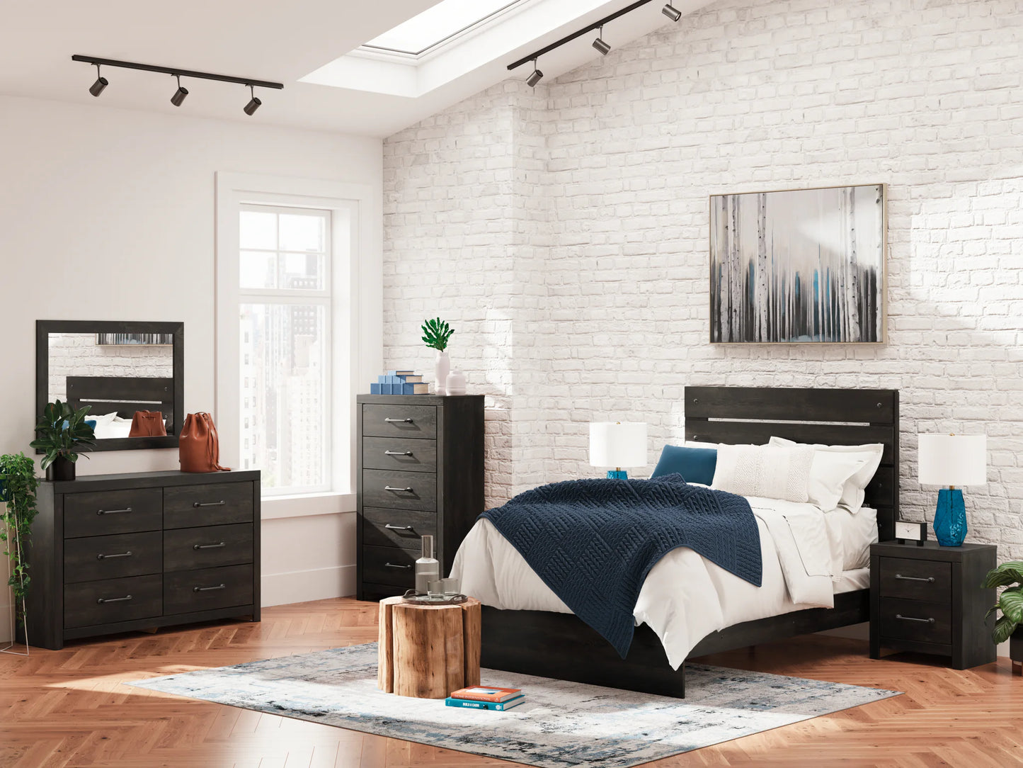 Hollivern - Dark Gray - Full Panel Bed