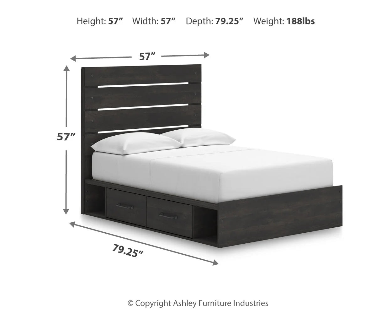 Hollivern - Full Panel Storage Bed - Dark Gray